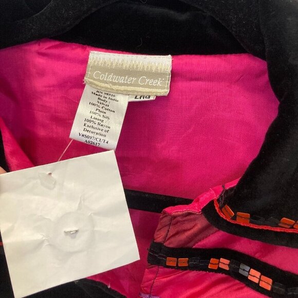 NEW Coldwater Creek Silk Velvet Blazer Jacket Womens Large Mixed Media Floral - Picture 5 of 15